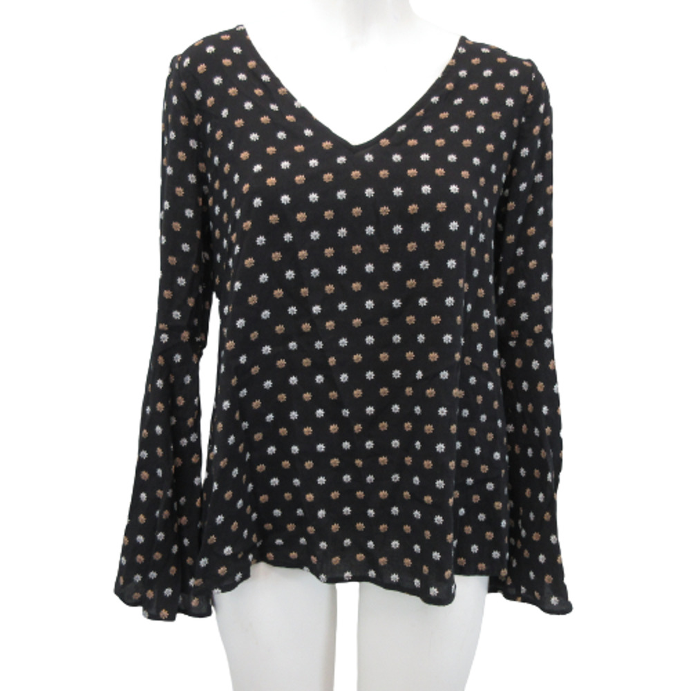 Express Womens Size Small Boho Top Black Lightweight Bell Sleeve 60s Style
